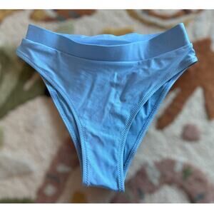 NWOT Mermaid Swimwear High Waisted Swim Bottoms Y2K Vacay Blue Womens Size Small